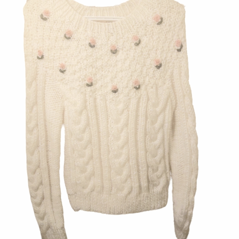 Knit Sweater Flowers S